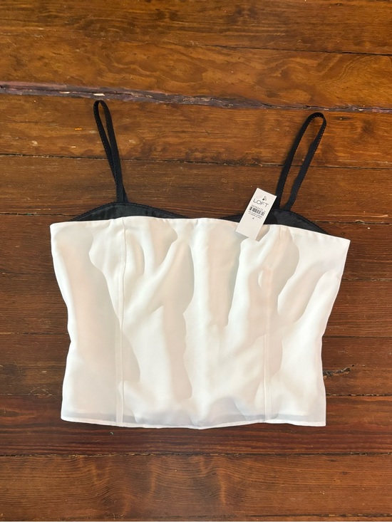 LOFT Tops - NWT LOFT Ann Taylor white black two tone satin top blouse tank size 4